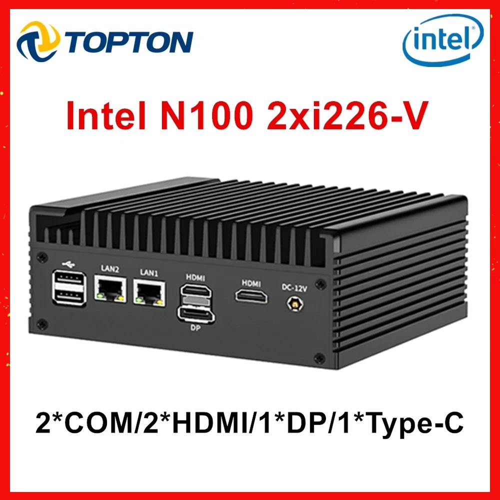 Topton  N100 Ҹ ̴ PC, ȿ ð ָ ȭ ,  ǻ, 2x226-V, 2.5G, 2 * COM NVMe, 2 * HD, 1 * DP